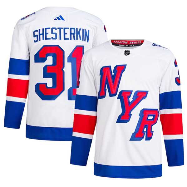 Men%27s New York Rangers #31 Igor Shesterkin White 2024 Stadium Series Stitched Jersey Dzhi->new york rangers->NHL Jersey